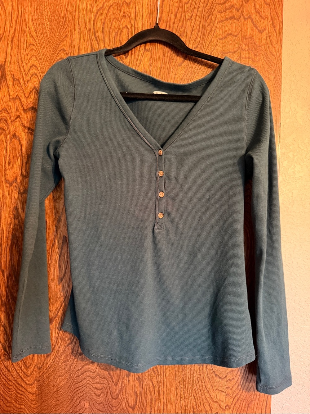 Old Navy Teal Long Sleeve V-Neck Henley Top